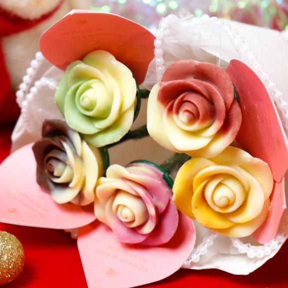 【クリスマスに薔薇のブーケチョコレート】クリスマス・ベルローズ＜5本セット＞04
