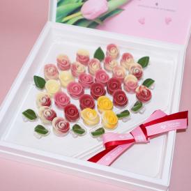 季節限定【開けて感動！バラのチョコレート】ブーケ ミニヨン・チューリップ