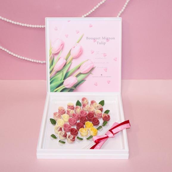 季節限定【開けて感動！バラのチョコレート】ブーケ ミニヨン・チューリップ03