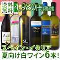 【送料無料】これぞ夏の定番!!超爽快!!≪スペイン・イタリア≫激旨白ワイン6本セット!!【クール便別途 税別300円】