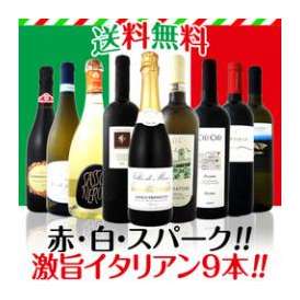 【送料無料!!】≪赤・白・スパーク!!≫厳選激旨揃い!!イタリア大満喫9本セット！