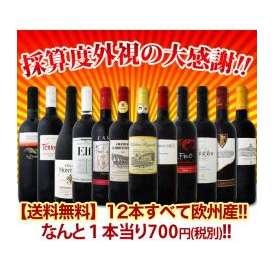 【送料無料】1本あたり700円(税別)！採算度外視の大感謝！厳選赤ワイン12本セット！