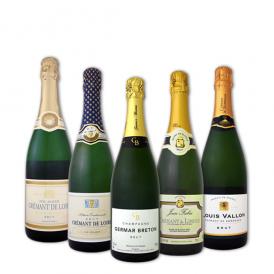 【送料無料】長期熟成シャンパン１本＆上質クレマン４本！全てフランス格上スパークだけ５本セット！