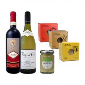  ワイン wine を楽しむためのセット set 4 おすすめのクラッカー&デイップ付き 赤白ワイン wine 2本セット set 