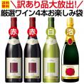  訳あり品大放出 当店が厳選したワインのみ4本お楽しみ袋