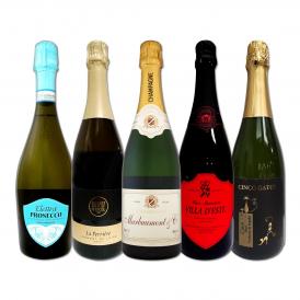  第6弾 これぞ贅沢 シャンパンも入ったバラエティ豊かな魅惑の上質スパークリング sparkling が1本あたり1760円 税別 決定版 格上高級泡5本セット set 