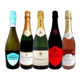  第7弾 これぞ贅沢 シャンパンも入ったバラエティ豊かな魅惑の上質スパークリング sparkling が1本あたり1760円 税別 決定版 格上高級泡5本セット set 