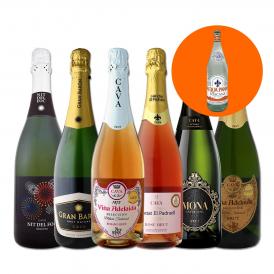  すべて本格伝統製法カバ すべて辛口スパークリング sparkling ワイン wine 6本セット set 世界で愛される水 アクアパンナ おまけつき 