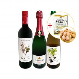  北海道産落花生のおまけ付 スペイン Spain 人気ワイン wine を気軽にお試し3本セット set 