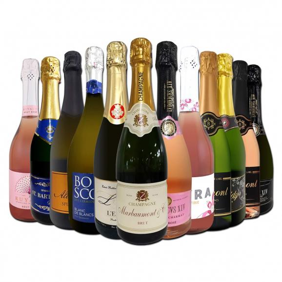 第60弾 シャンパン入り 辛口スパークリング sparkling ワイン wine 12本セット set 本格派シャンパンが入って1本あたり1,320円 税込 飲み比べセット set 01
