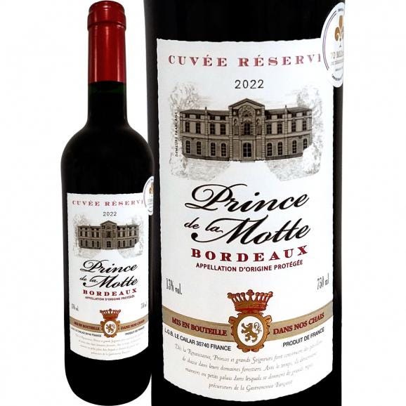 プランス・ド・ラ・モット 2022 赤ワイン wine 750ml ボルドー bordeaux ミディアムボディ 辛口 ALC13% カベルネ・ソーヴィニョン50% メルロー40% カベル 01