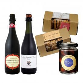  ランブルスコ Lambrusco 飲み比べ おつまみ付きセット set 赤スパーク・微発泡スパークリング sparkling ワイン wine 2種飲み比べ おつまみ3種付き いち 