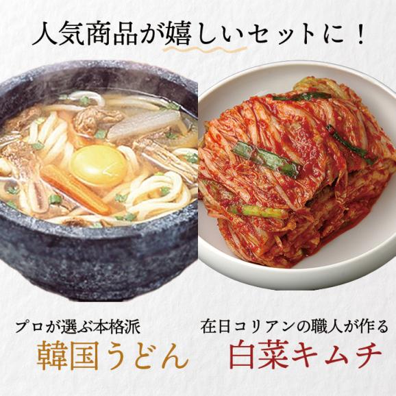 韓国うどん塩カルビスープ味8食と白菜キムチ500gセット【冷蔵便】【送料無料】 ＃802