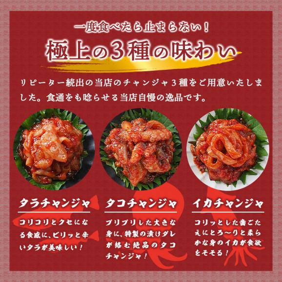 珍味の宝石箱（タラチャンジャ、イカチャンジャ、タコチャンジャ 各60g）　クール冷蔵便 ＃802
