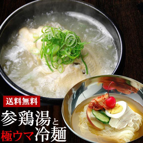 韓国宮廷料理サムゲタンとゴクうま韓国冷麺セット（サンゲタン1kg×2袋、韓国冷麺4食）【常温・冷蔵可】【送料無料】＃801