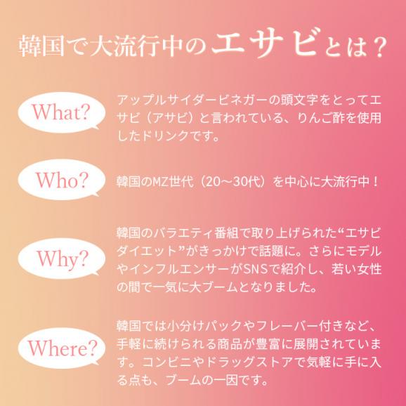 APPLE CIDER VINEGAR(アップルサイダービネガー)常温・冷蔵可【送料無料】／エサビ アサビ りんご酢 リンゴ れもん レモン 林檎 美容 健康 腸活 ダイエットドリンク 韓国#802