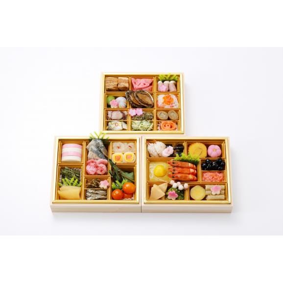 料亭おせち三段　3～4人前　生おせち　全42品　合鴨ロース、あわび、数の子、いくら、スモークサーモン　和風おせち　お節　送料無料02