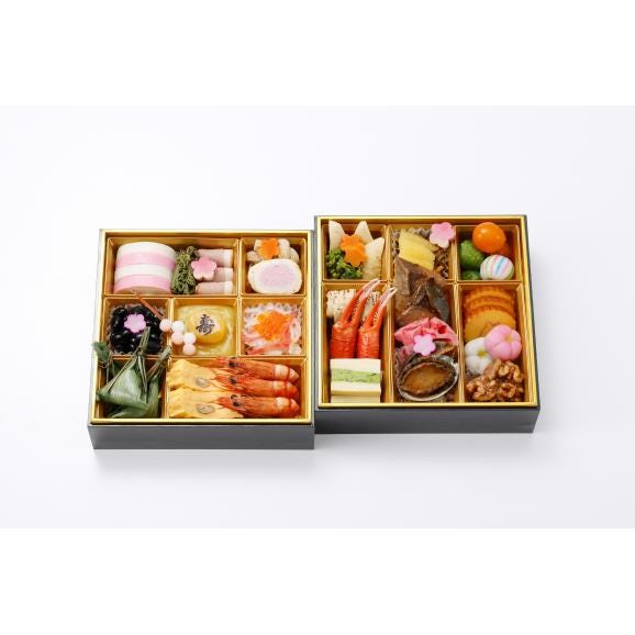 料亭おせち二段  2～3人前　生おせち　全33品　あわび、紅ズワイ蟹、いくら、数の子　お節　送料無料02