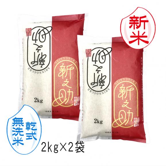新米予約 無洗米 （ 乾式 ） 新之助 新潟米 （ 令和8年産 ） 4kg （2kg&times;2袋）【 送料無料 （ 本州のみ ）】10月上旬頃発送開始予定（10/1（木）頃目安）01