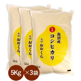 新米 魚沼産 コシヒカリ 特選 （ 令和7年産 ）15kg （5kg×3袋）【 送料無料 （ 本州のみ ）】