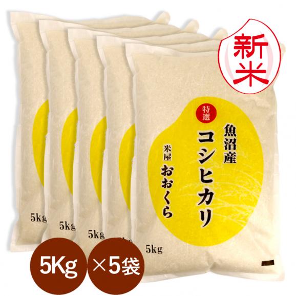 新米 魚沼産 コシヒカリ 特選 （ 令和8年産 ）25kg （5kg&times;5袋）【 送料無料 （ 本州のみ ）】01