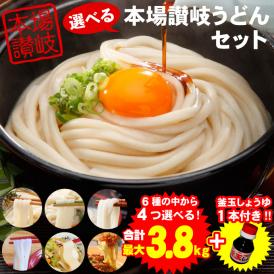 選べる本場讃岐うどんセット 最大3.8kg+釜玉しょうゆ100ml付き 送料無料 讃岐うどん セット うどん 並麺 太麺 細麺 平打ち麺 超平打ち麺 生パスタ 選べるお得なセット