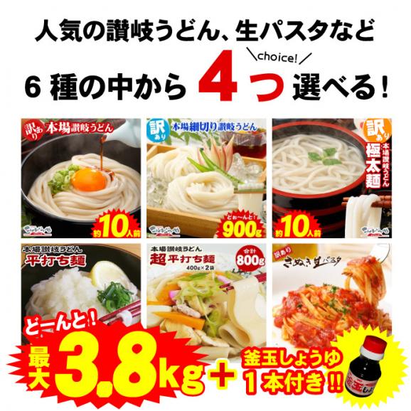 選べる本場讃岐うどんセット 最大3.8kg+釜玉しょうゆ100ml付き 送料無料 讃岐うどん セット うどん 並麺 太麺 細麺 平打ち麺 超平打ち麺 生パスタ 選べるお得なセット02