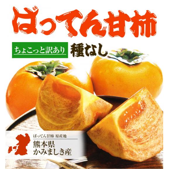【送料無料】熊本県産  ちょこっと 訳あり ばってん甘柿（種なし）約3kg (16玉)  2L 柿 渋柿 甘柿 秋の味覚 かき フルーツ 果物　大容量 おうちカフェ 刀根柿 平核無柿 樹上脱渋 02