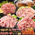 総重量1,520g! お肉5種 バラエティセット 肉 豚肉 鶏肉 ハンバーグ 5種 大容量《1-5営業日以内発送予定(土日祝除く)》