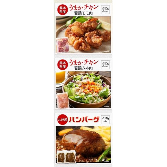 総重量1,520g  九州産 お肉 福袋 5種入り 豚肉 鶏肉 ハンバーグ 大容量 お肉 セット 福袋 豚 切り落とし ミンチ 国産 若鶏 モモ肉 むね肉 デミグラス 《7-14営業日以内に発送予定》05