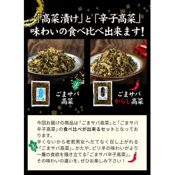 辛子高菜 ごまさば高菜  2種 食べ比べセット 計 260g  九州産 国産 1000円ポッキリ 送料無料 高菜チャーハン たかな 漬物 漬け物 おつまみ お試し  ≪7-14営業日以内に発送予定》05