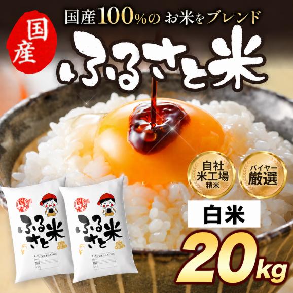 国産 ふるさと米 白米 20kg（5kg&times;4）【送料無料】 米 白米 精米済み 非常食 保存食 お徳用 コメ お米 《14営業日以内に発送予定》01