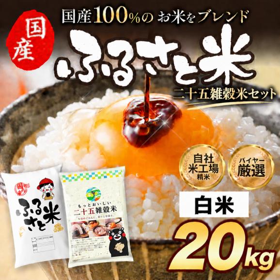 国産 ふるさと米 白米 20kg（5kg&times;4）おまけ 雑穀 450g【送料無料】 米 白米 精米済み 非常食 保存食 お徳用 コメ お米 《14営業日以内に発送予定》01