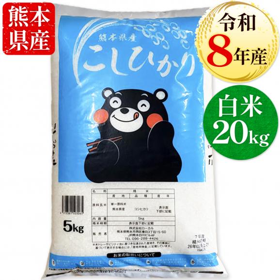 【令和8年産】 コシヒカリ 白米 20kg 熊本県産 銘柄 米 新米  こしひかり  国産 熊本 米 お米 コメ kome  《10月下旬～11月上旬に出荷予定》01