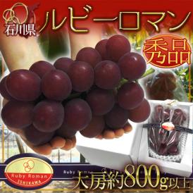 石川産 ”ルビーロマン” 特大房 1房 約800g以上【予約 8月以降】 送料無料