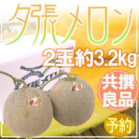 北海道 ”夕張メロン” 共撰良品 2玉 約3.2kg 化粧箱【予約 7月中下旬以降】 送料無料