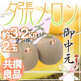 お中元 北海道 ”夕張メロン” 共撰・良品以上 2玉 約3.2kg 化粧箱【予約 7月中のお届け】 送料無料