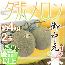 お中元 北海道 ”夕張メロン” 共撰・優品以上 2玉 約4kg 化粧箱【予約 7月中のお届け】 送料無料