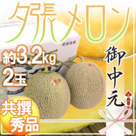 お中元 北海道 ”夕張メロン” 共撰・秀品限定 2玉 約3.2kg 化粧箱【予約 7月中のお届け】 送料無料