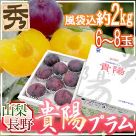 山梨・長野産 ”貴陽プラム” 特大6～8玉 約2kg（風袋込） 化粧箱【予約 7月以降】 送料無料