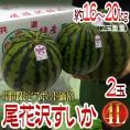 山形県産 ”尾花沢スイカ” 大玉 4Lサイズ 2玉 約16～20kg ちょっと訳あり【予約 8月以降】 送料無料