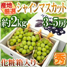 ”シャインマスカット” 秀品 3～5房 約2kg 化粧箱 産地厳選【予約 8月下旬以降】 送料無料