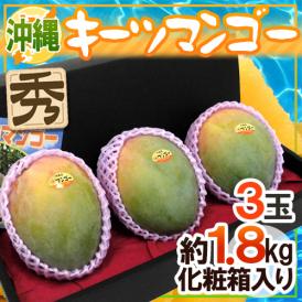 沖縄産 ”キーツマンゴー” 秀品 3玉 約1.8kg 化粧箱入り【予約 8月中旬以降】 送料無料