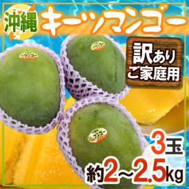 沖縄産 ”キーツマンゴー” 訳あり 3玉 約2〜2.5kg【予約 8月中旬以降】 送料無料