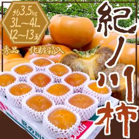 和歌山産 ”紀ノ川柿” 秀品 12〜13玉入 約3.5kg 大玉限定 化粧箱【予約 10月中旬以降】 送料無料