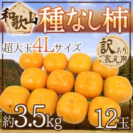 ”和歌山産 たねなし柿” 訳あり 超大玉4L 12玉 約3.5kg【予約 10月以降】 送料無料