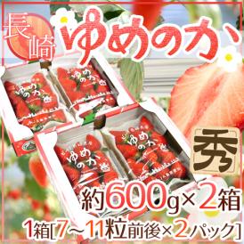 長崎産イチゴ ”ゆめのかいちご” 約600g×2箱（1箱あたり約300g×2pc）【予約 12月～1月以降】 送料無料