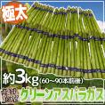 ”極太グリーンアスパラガス” 60～90本前後 約3kg 北海道/長野/広島/佐賀/福岡 など産地厳選【予約 4月以降】 送料無料
