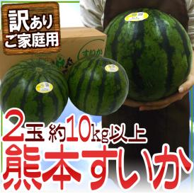 熊本県 ”熊本すいか” 訳あり 約5kg以上×2玉（合計約10kg以上）【予約 4月以降】 送料無料