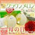 母の日ギフト ”静岡 クラウンメロン” カーネーション生花付き 等級《山》 2玉 約3.6kg【予約 5月2日～5月10日お届け予定】 送料無料
